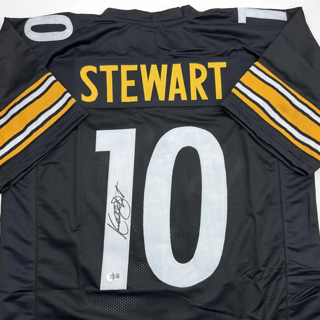 Autographed/Signed Kordell Stewart Pittsburgh Black Football Jersey Beckett BAS COA