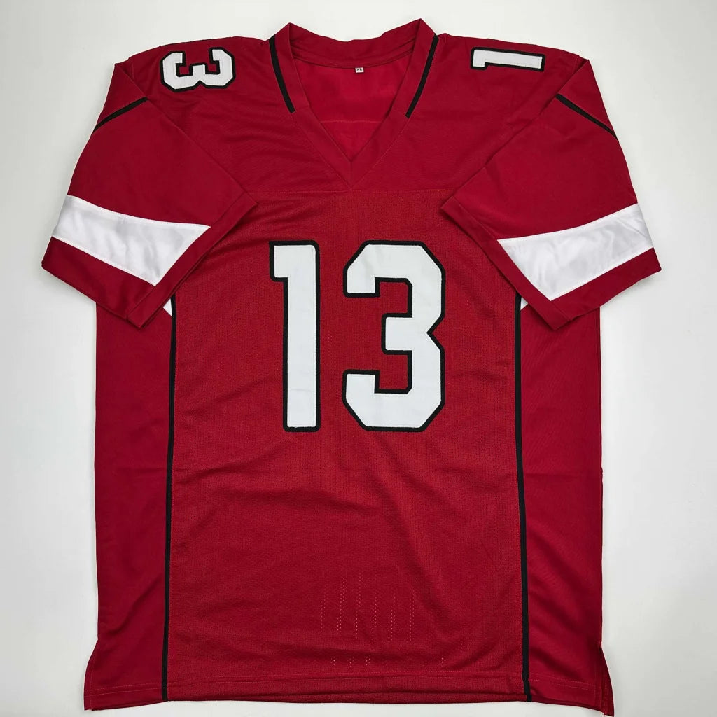 Autographed Kurt Warner Arizona red custom jersey with number 13