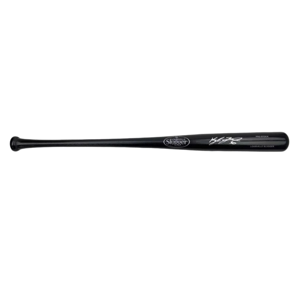 Black wooden Louisville Slugger baseball bat with Beckett Certified Signature