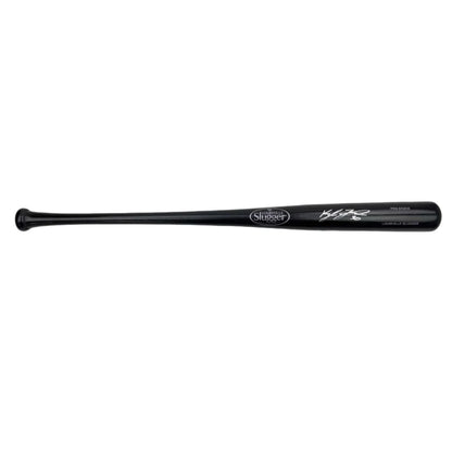 Black wooden Louisville Slugger baseball bat with Beckett Certified Signature