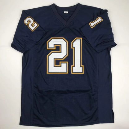 Autographed LaDainian Tomlinson navy custom jersey number 21 JSA COA