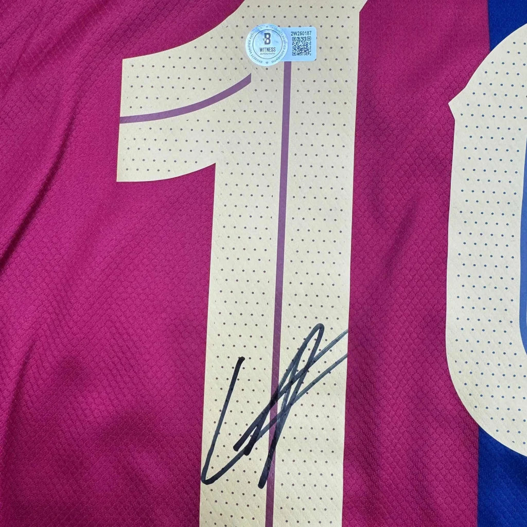 Autographed Lamine Yamal FC Barcelona Blue Soccer Jersey Beckett BAS COA | Authenticated Signed Sports Jersey | vintageantiquesgifts.com