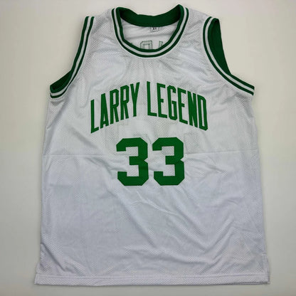 White mesh custom basketball jersey with green trim for professional sports league fans
