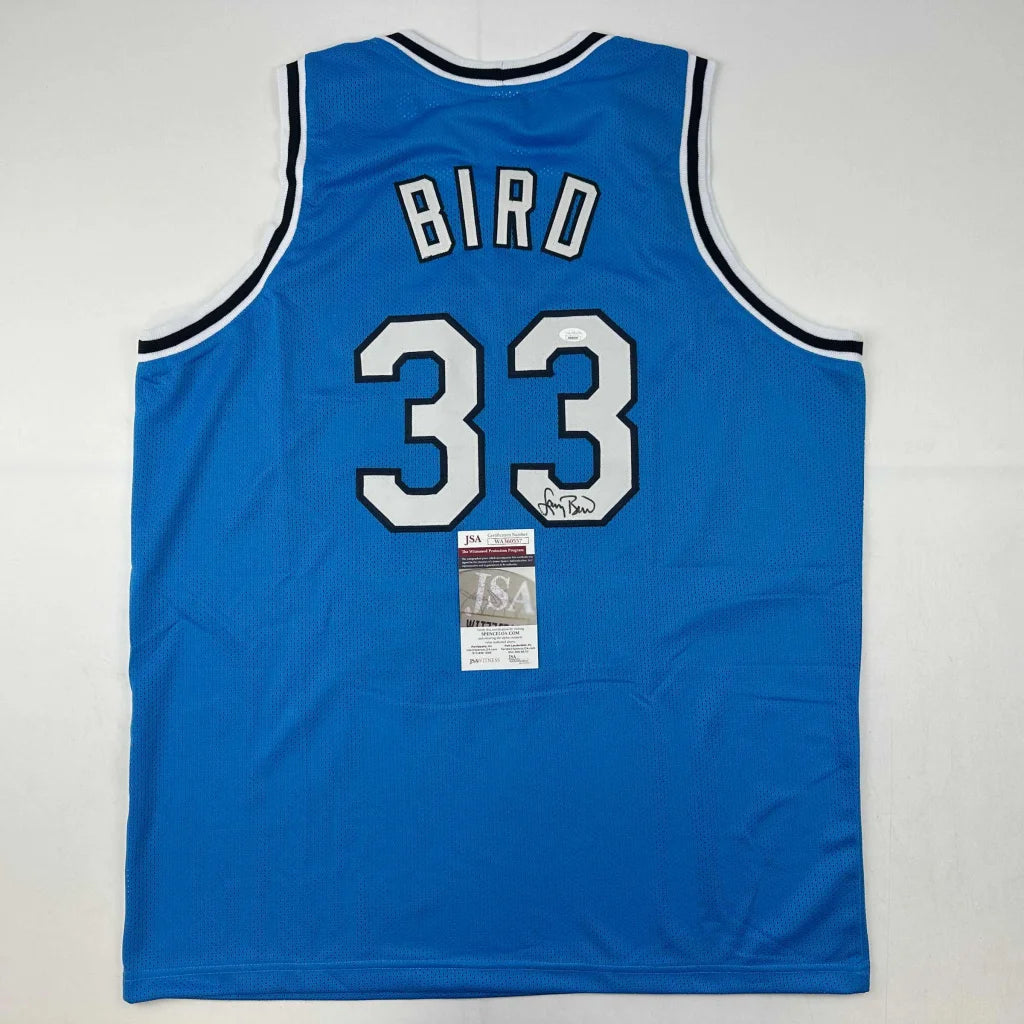Autographed Larry Bird Indiana State blue custom jersey number 33