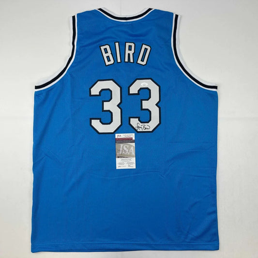Autographed Larry Bird Indiana State blue custom jersey number 33