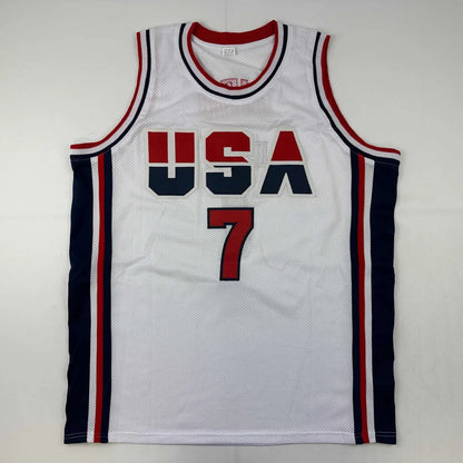 Autographed Larry Bird USA white 1992 Dream Team custom jersey with number 7