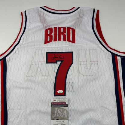 Autographed Larry Bird USA 1992 Dream Team white mesh jersey with red 7