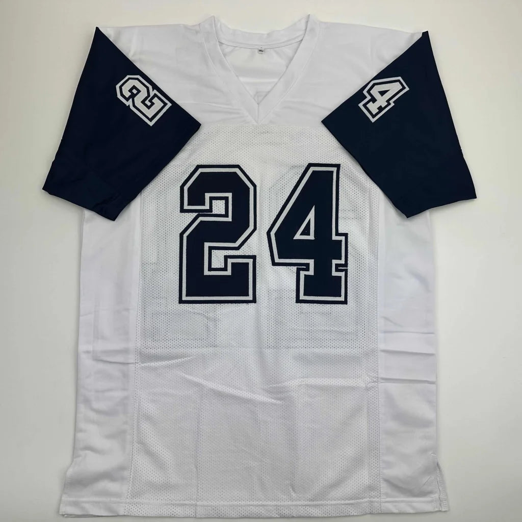 Autographed/Signed Larry Brown Super Bowl XXX MVP Dallas White Color Rush Football Jersey JSA COA