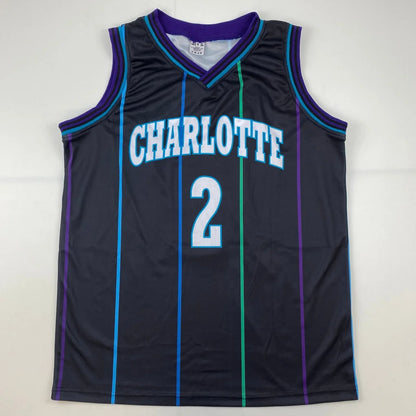 Black Charlotte Hornets custom jersey with number 2 from professional sports league