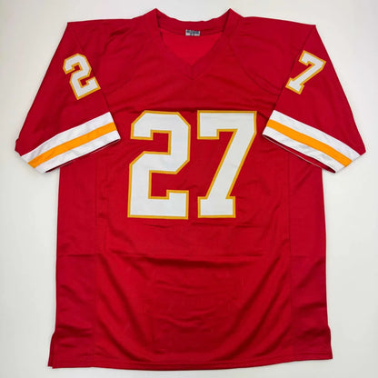 Autographed Larry Johnson Kansas City Red Football Jersey Beckett BAS COA | Authenticated Signed Sports Jersey | vintageantiquesgifts.com