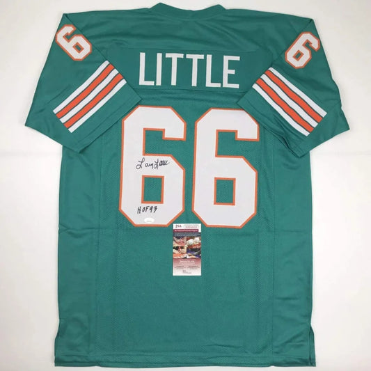 Miami Dolphins custom jersey with LITTLE 66 autograph from professional sports league collectible