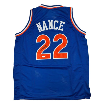 Autographed/Signed Larry Nance Cleveland Blue Basketball Jersey JSA COA