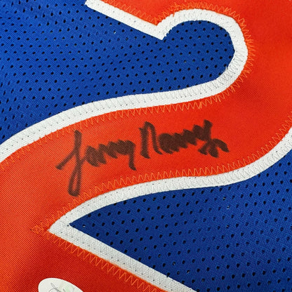 Autographed/Signed Larry Nance Cleveland Blue Basketball Jersey JSA COA