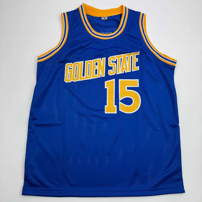 Blue and yellow Golden State Warriors custom jersey with number 15 for professional sports fans