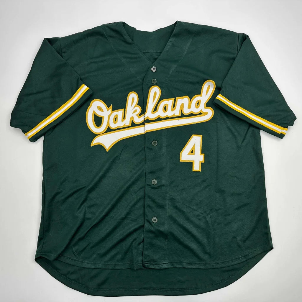 Autographed Lawrence Butler Oakland Athletics green custom jersey number 4