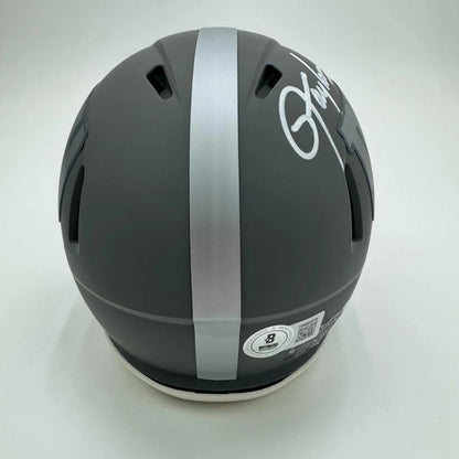 Autographed Lawrence Taylor New York Giants Silver Mini Football Helmet Beckett BAS COA | Certified Authentic Signed Memorabilia | vintageantiquesgifts.com