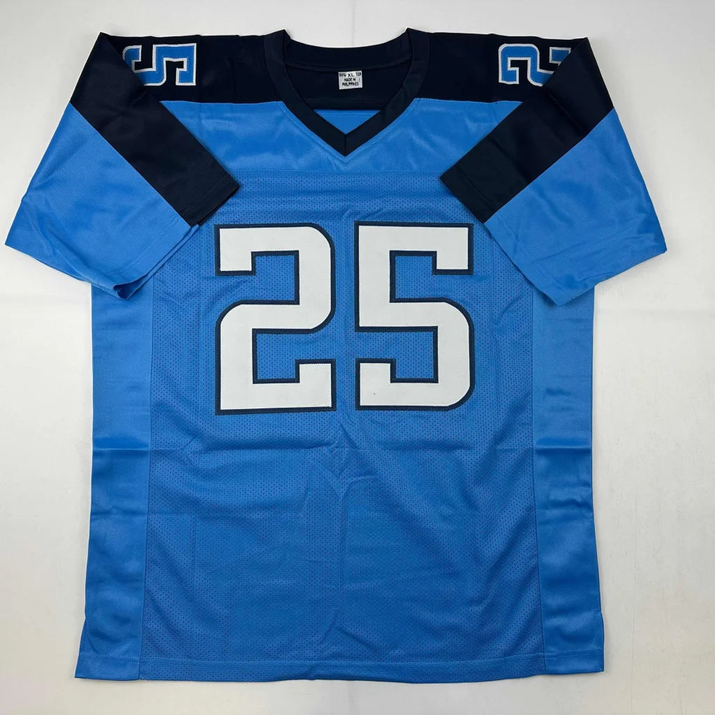 Blue and black custom jersey with number 25 from professional sports league collectible