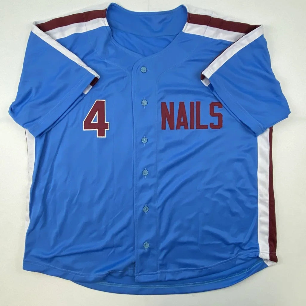 Light blue short-sleeved custom jersey from Professional Sports League featuring maroon and white accents
