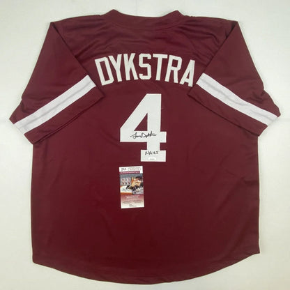 Autographed Lenny Dykstra Phillies maroon custom jersey with JSA COA