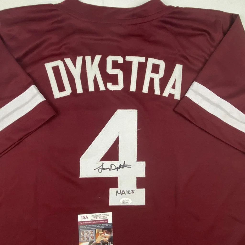 Autographed Lenny Dykstra maroon Phillies custom jersey, JSA COA
