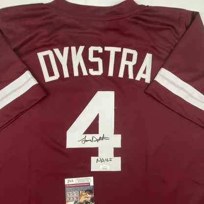 Autographed Lenny Dykstra maroon Phillies custom jersey, JSA COA