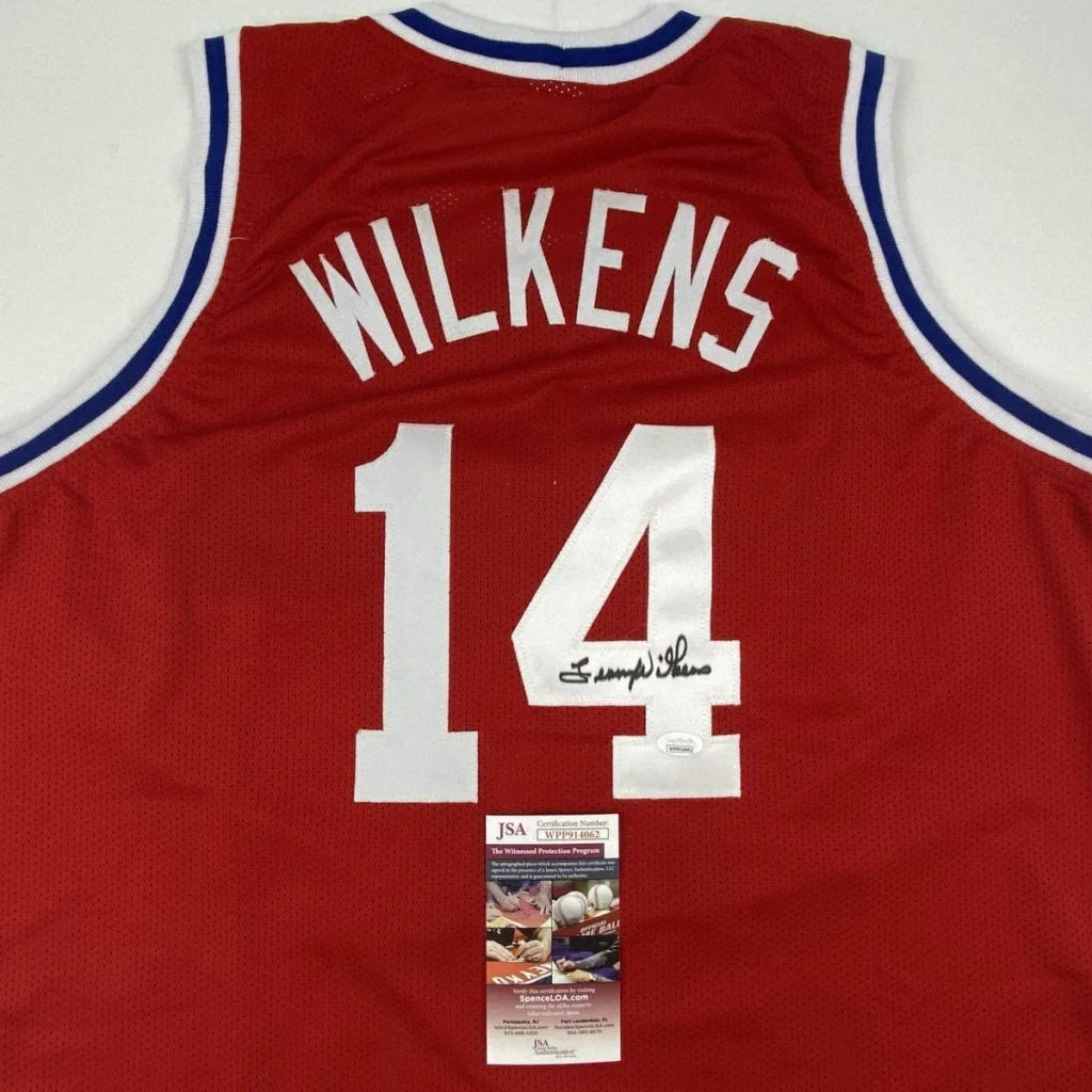 Autographed red St. Louis basketball jersey with number 14, JSA COA