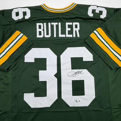 Autographed Leroy Butler Green Bay Green Football Jersey Beckett BAS COA | Certified Authentic Signed Memorabilia | vintageantiquesgifts.com