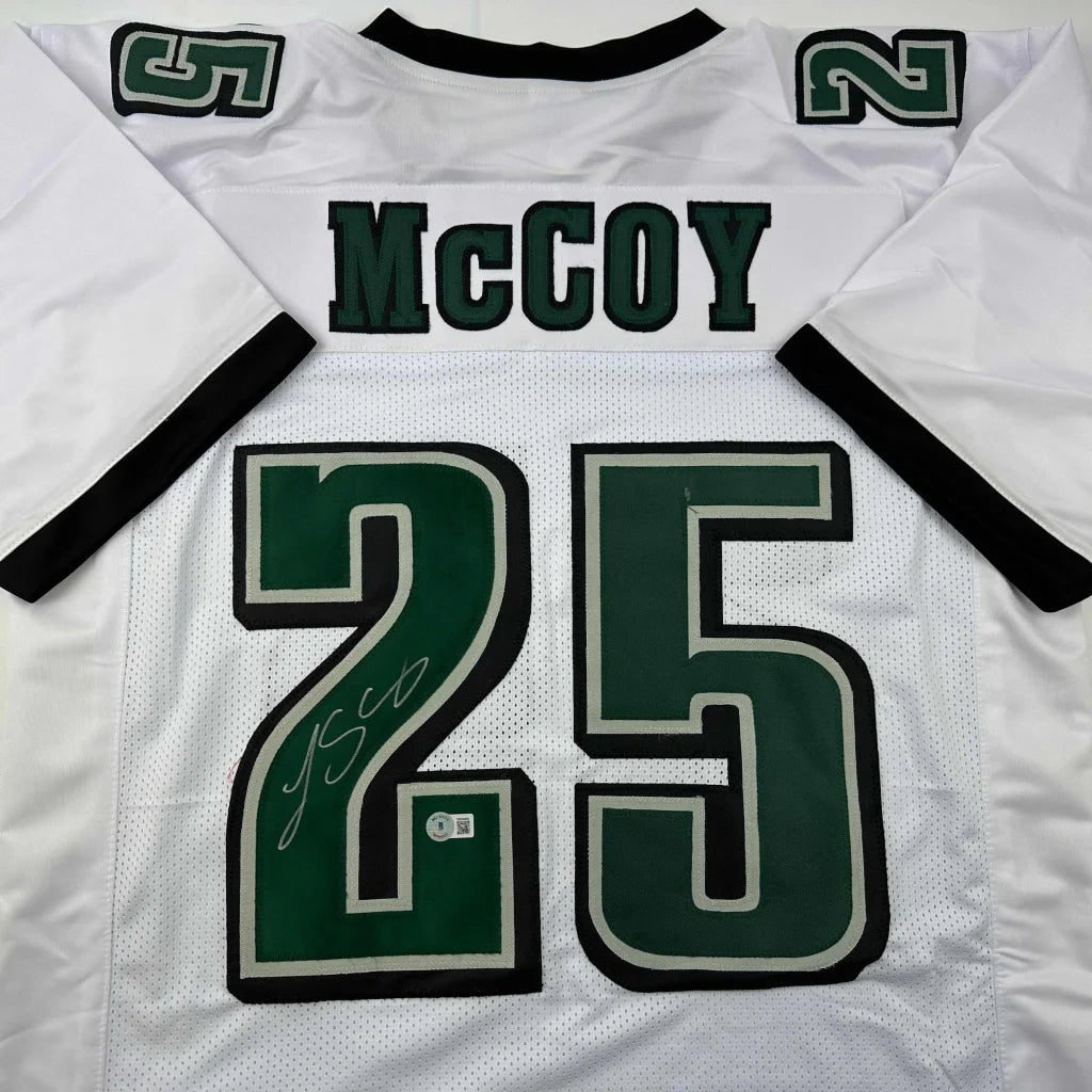 White and green McCoy #25 autographed custom jersey from Professional Sports League