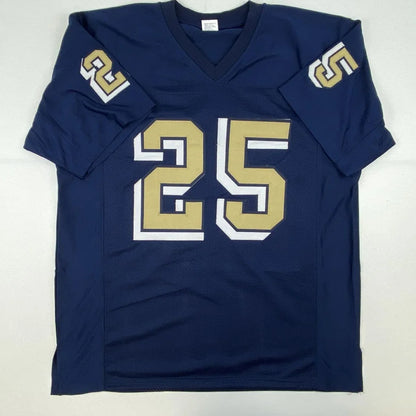 Navy blue short-sleeved custom jersey with gold and white 25 for professional sports fans
