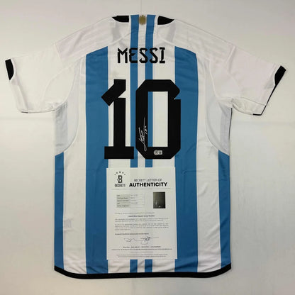 Autographed Lionel Messi Argentina custom jersey with 10 on back
