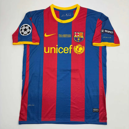 Autographed Lionel Messi blue and red striped FC Barcelona Nike jersey with UNICEF logo