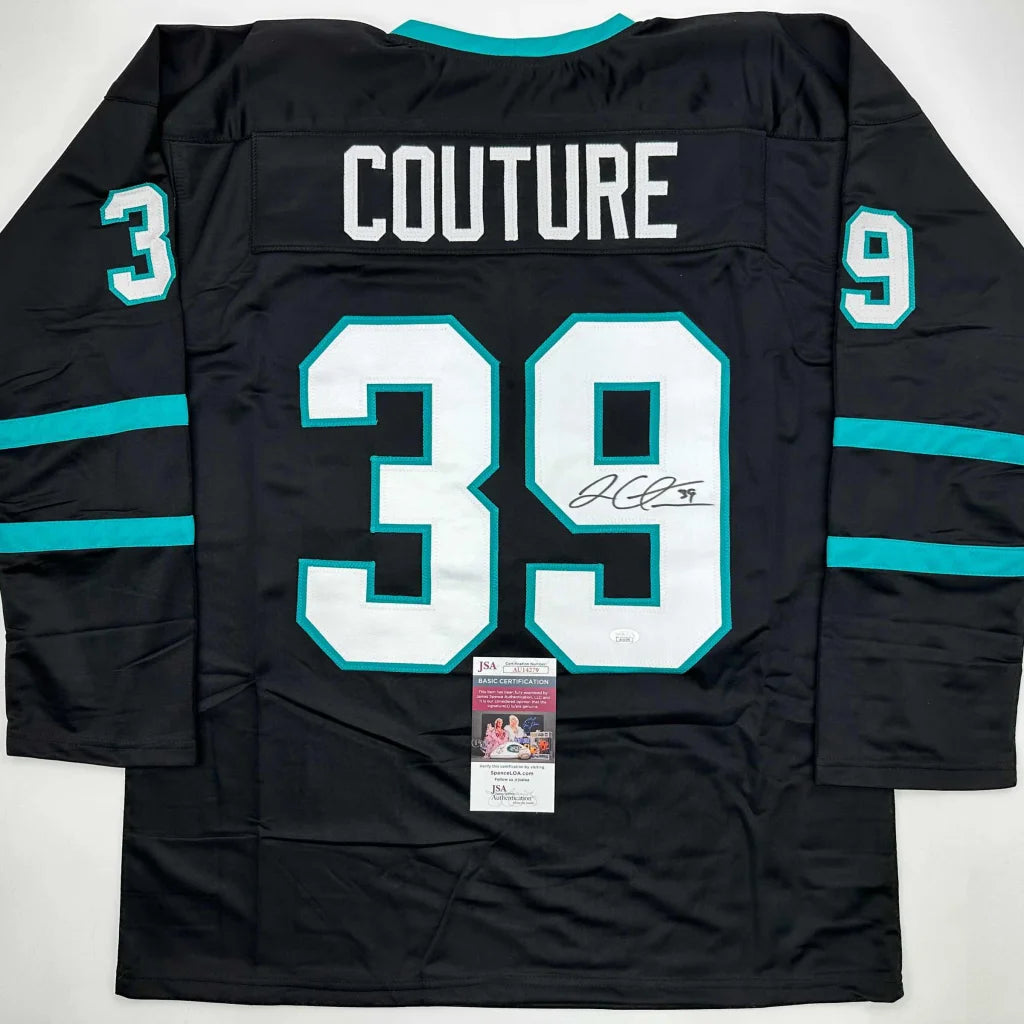 Autographed Logan Couture San Jose Black Hockey Jersey JSA COA | Hall of Fame Sports Memorabilia | vintageantiquesgifts.com