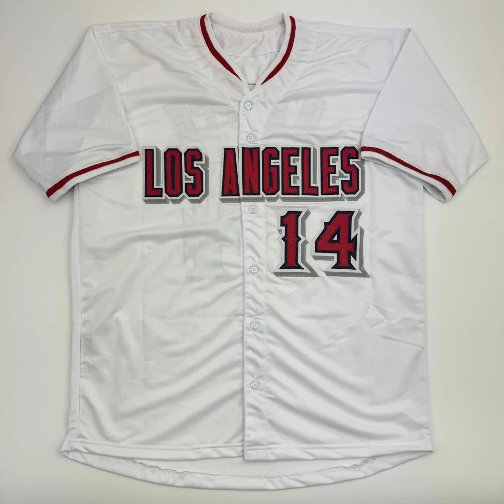 Autographed Logan O'Hoppe Los Angeles LA Anaheim White Baseball Jersey Beckett BAS COA | Authenticated Signed Sports Jersey | vintageantiquesgifts.com