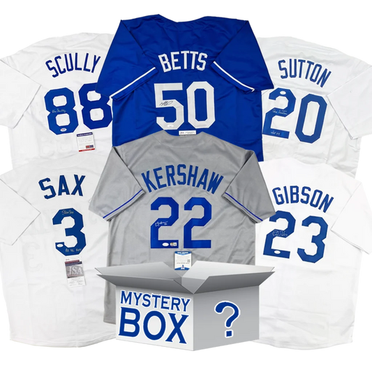 Autographed Los Angeles Baseball Jersey Mystery Box with PSA JSA or Beckett COA | Hall of Fame Sports Memorabilia | vintageantiquesgifts.com