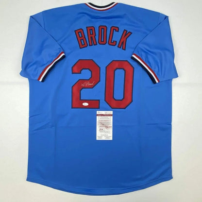 Autographed Lou Brock St. Louis Cardinals custom jersey back, number 20