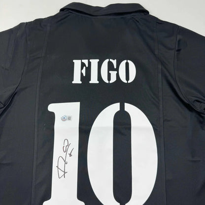 Autographed Luis Figo Real Madrid black custom jersey with number 10
