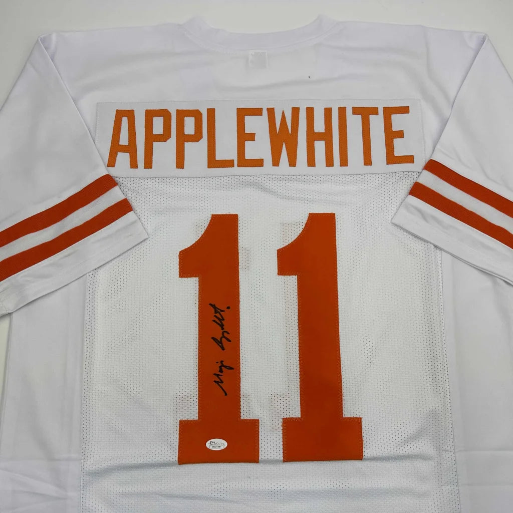 Autographed Major Applewhite Texas White College Football Jersey JSA COA | Certified Authentic Signed Memorabilia | vintageantiquesgifts.com