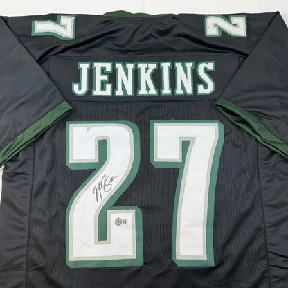 Black and green custom jersey with JENKINS 27 autograph, perfect for pro sports fans