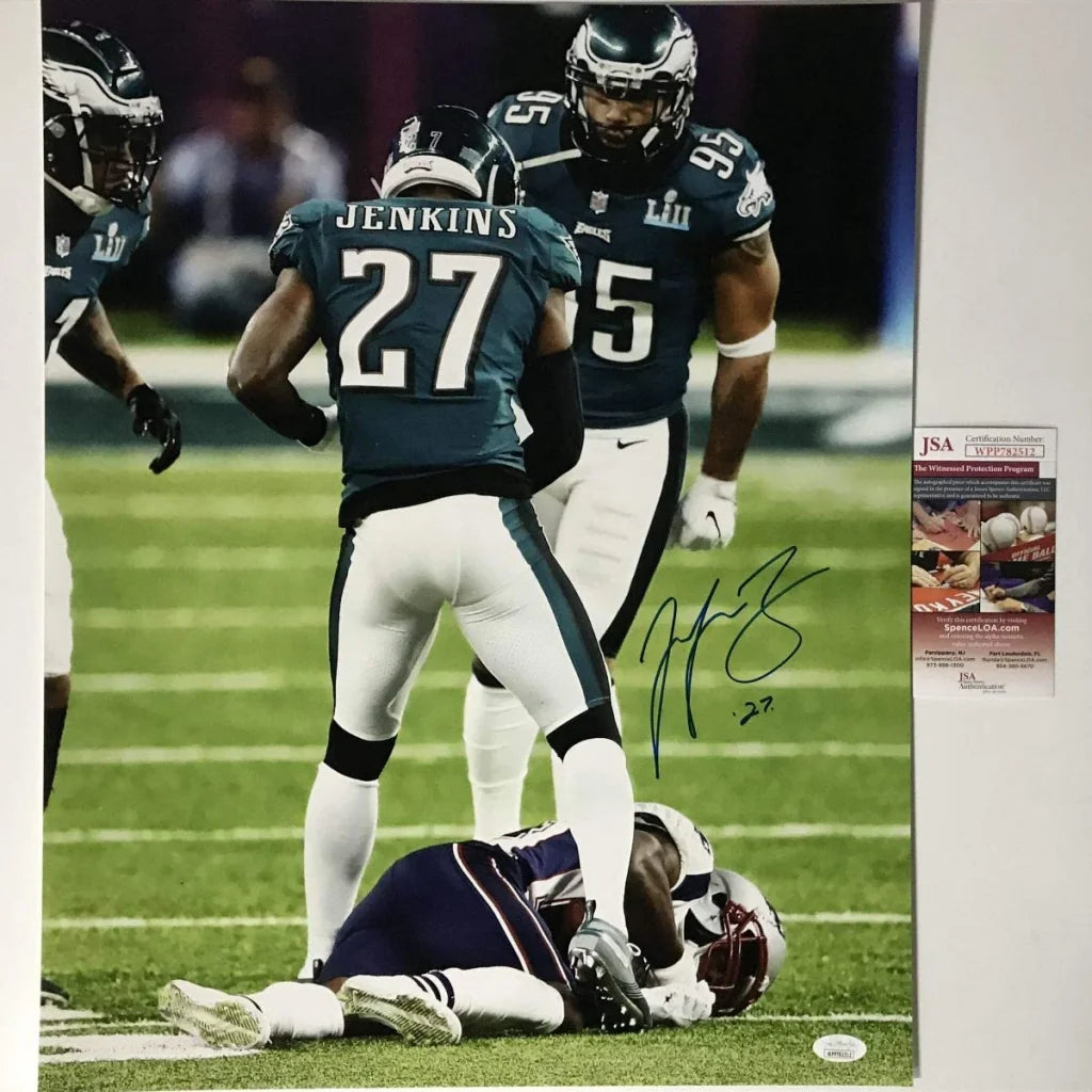 Autographed Malcolm Jenkins Philadelphia Eagles Super Bowl LII 52 Hit Champions 16x20 Football Photo JSA COA #1 | Hall of Fame Sports Memorabilia | vintageantiquesgifts.com
