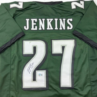 Autographed Malcolm Jenkins Philadelphia Green Football Jersey Beckett BAS COA | Certified Authentic Signed Memorabilia | vintageantiquesgifts.com