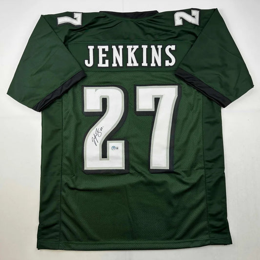Autographed Malcolm Jenkins Philadelphia Eagles green jersey with JENKINS and 27, Beckett COA