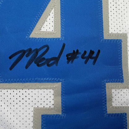 Autographed Malcolm Rodriguez Detroit White Football Jersey Beckett BAS COA | Authenticated Signed Sports Jersey | vintageantiquesgifts.com