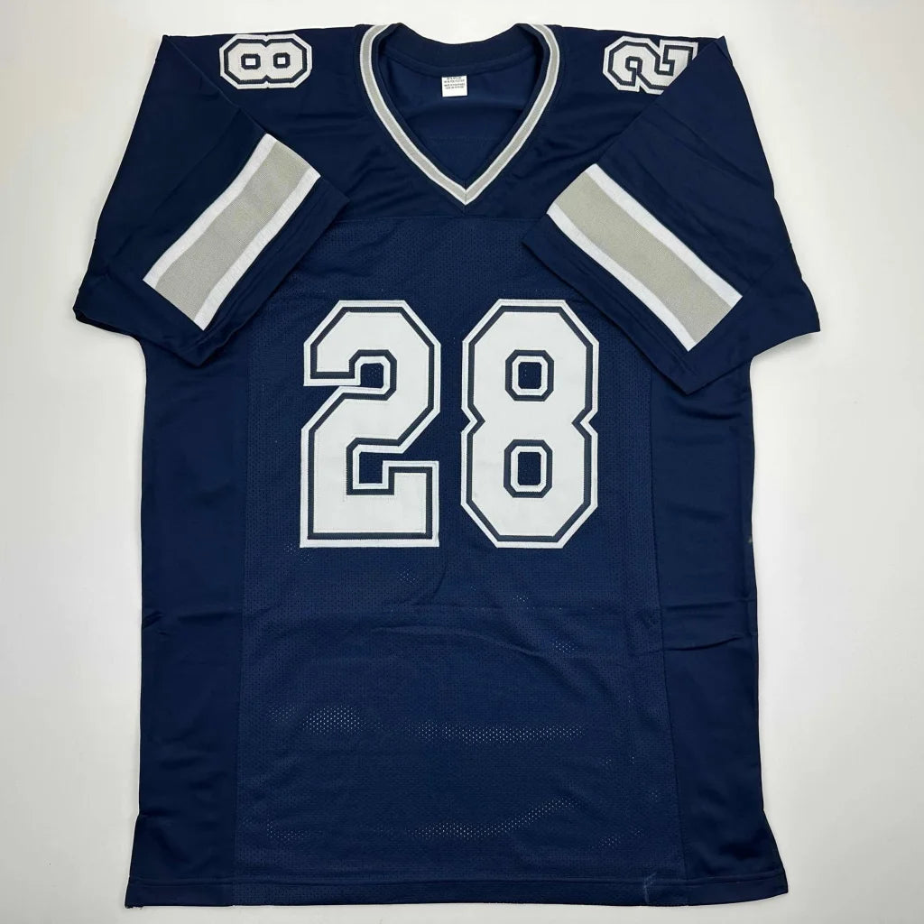 Autographed/Signed Malik Hooker Dallas Blue Football Jersey Beckett BAS COA