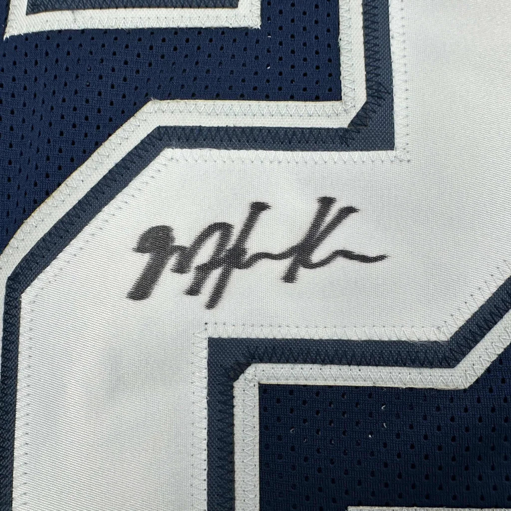 Autographed/Signed Malik Hooker Dallas Blue Football Jersey Beckett BAS COA