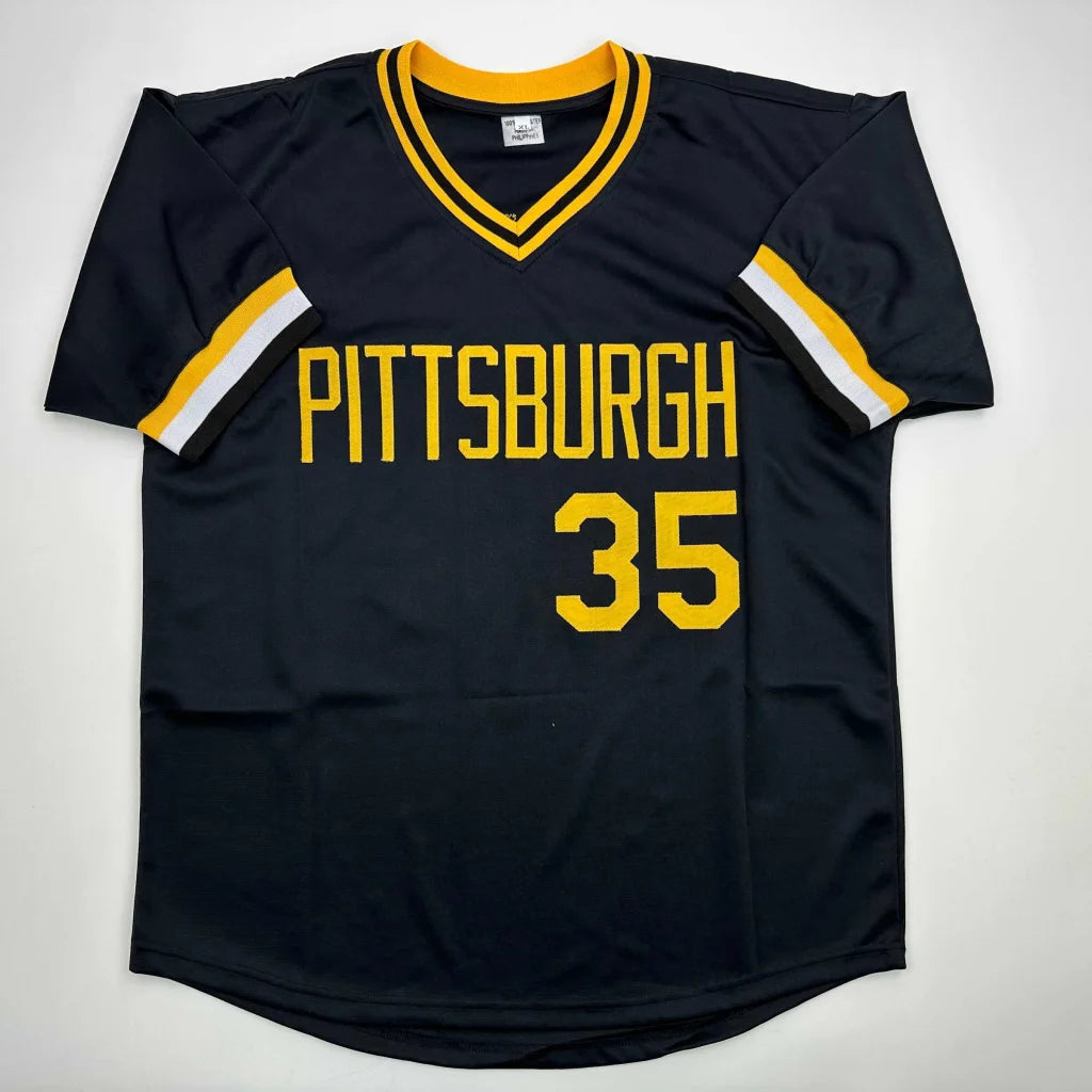 Autographed Manny Sanguillen Pittsburgh Black Baseball Jersey JSA COA | Authenticated Signed Sports Jersey | vintageantiquesgifts.com