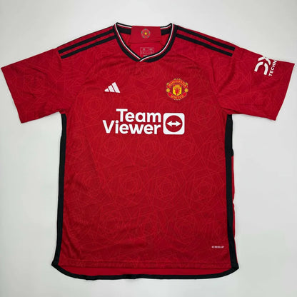Autographed Marcus Rashford Manchester United red custom jersey with black trim