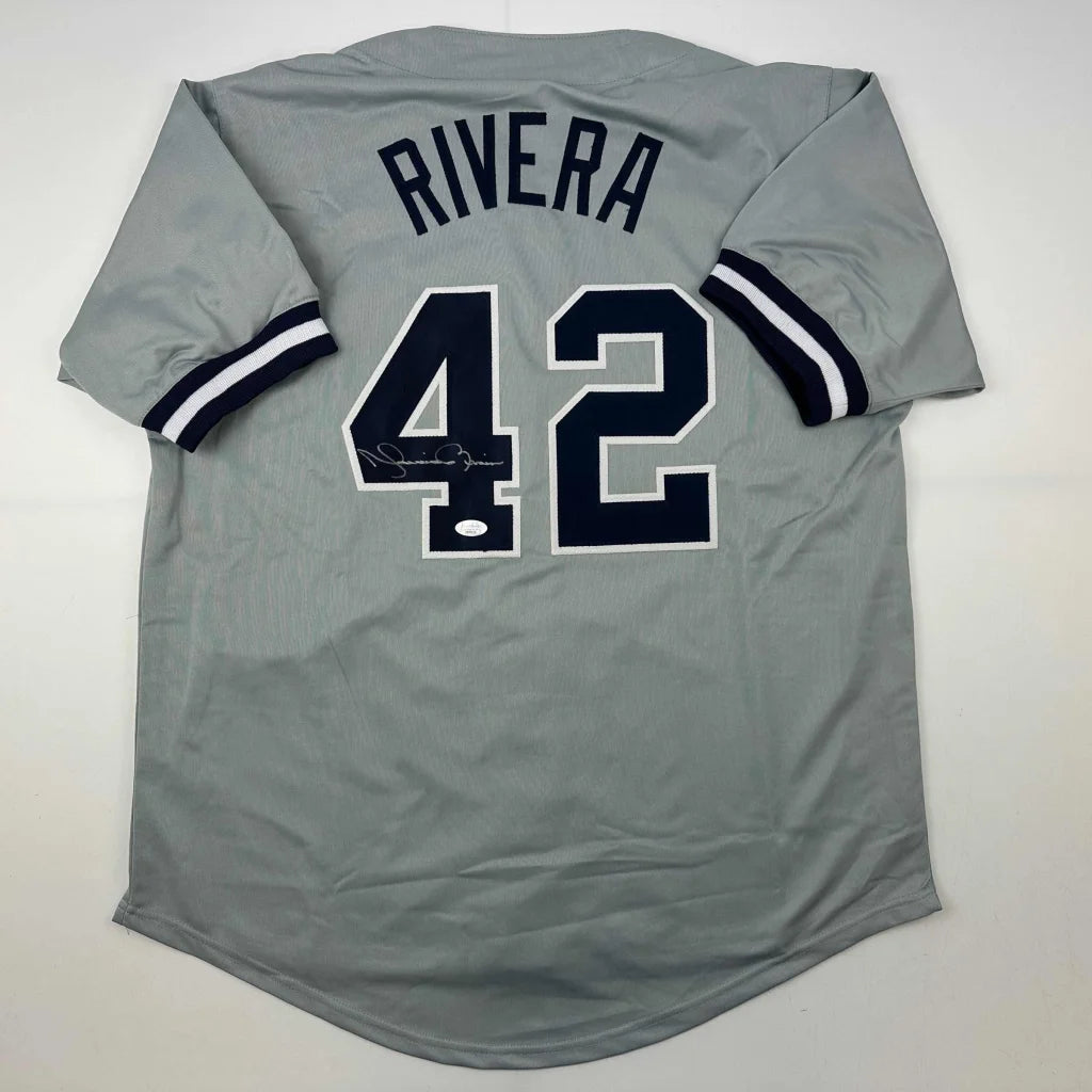 Autographed Mariano Rivera New York Grey Baseball Jersey JSA COA/LOA | Certified Authentic Signed Memorabilia | vintageantiquesgifts.com