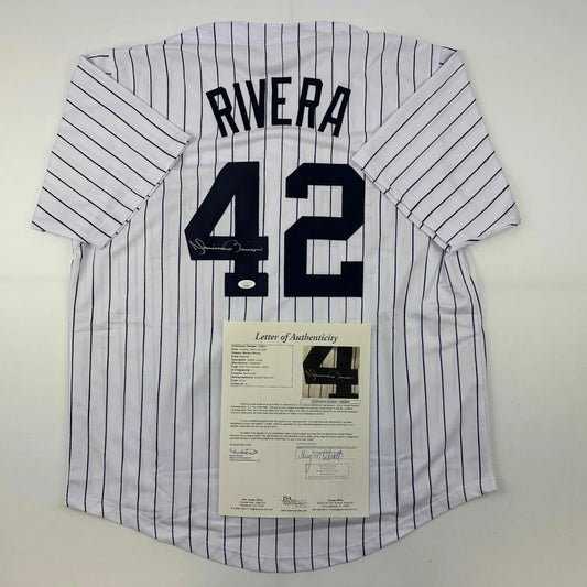 Autographed Mariano Rivera New York Pinstripe Baseball Jersey JSA COA/LOA | Hall of Fame Sports Memorabilia | vintageantiquesgifts.com
