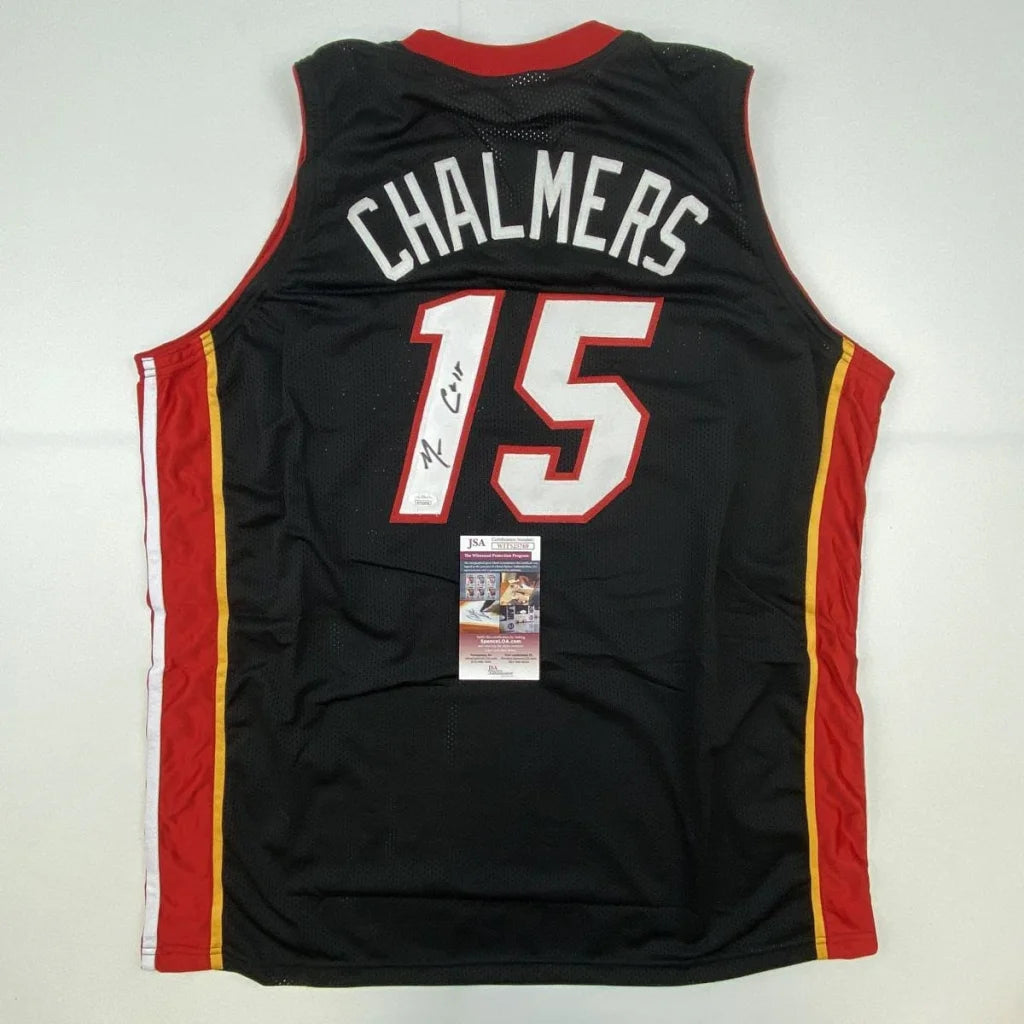 Autographed Mario Chalmers Miami Black Basketball Jersey JSA COA | Hall of Fame Sports Memorabilia | vintageantiquesgifts.com