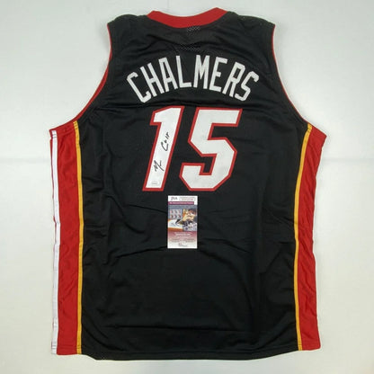 Black Mario Chalmers Miami custom jersey with autograph and JSA COA for fans